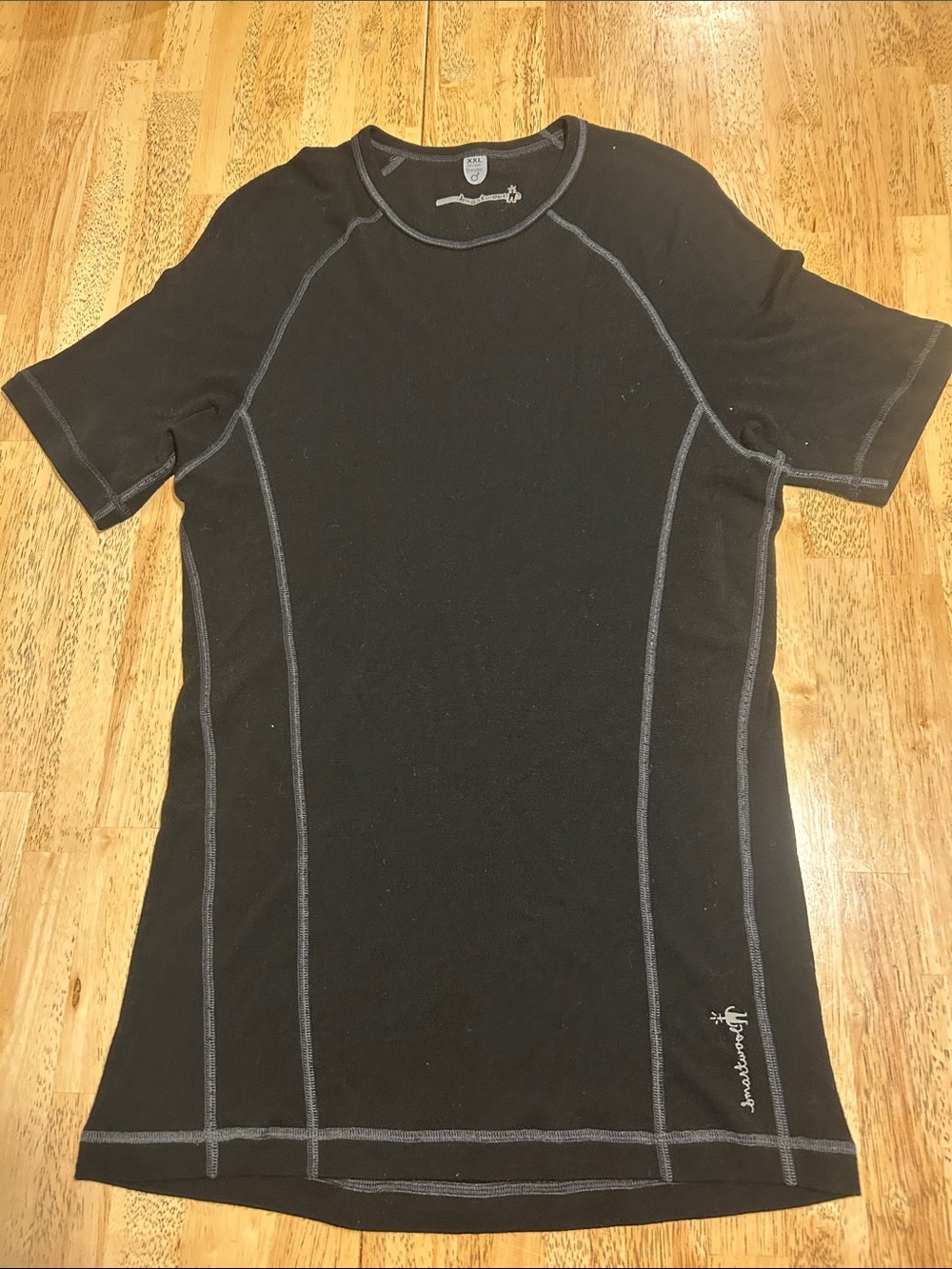 Smartwool Men's Black Short-Sleeve with Gray Stitching XXL 100% merino wool